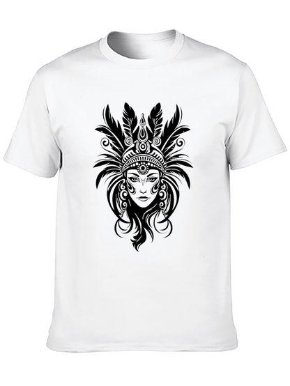Black T-Shirt with Native American Headdress Graphic