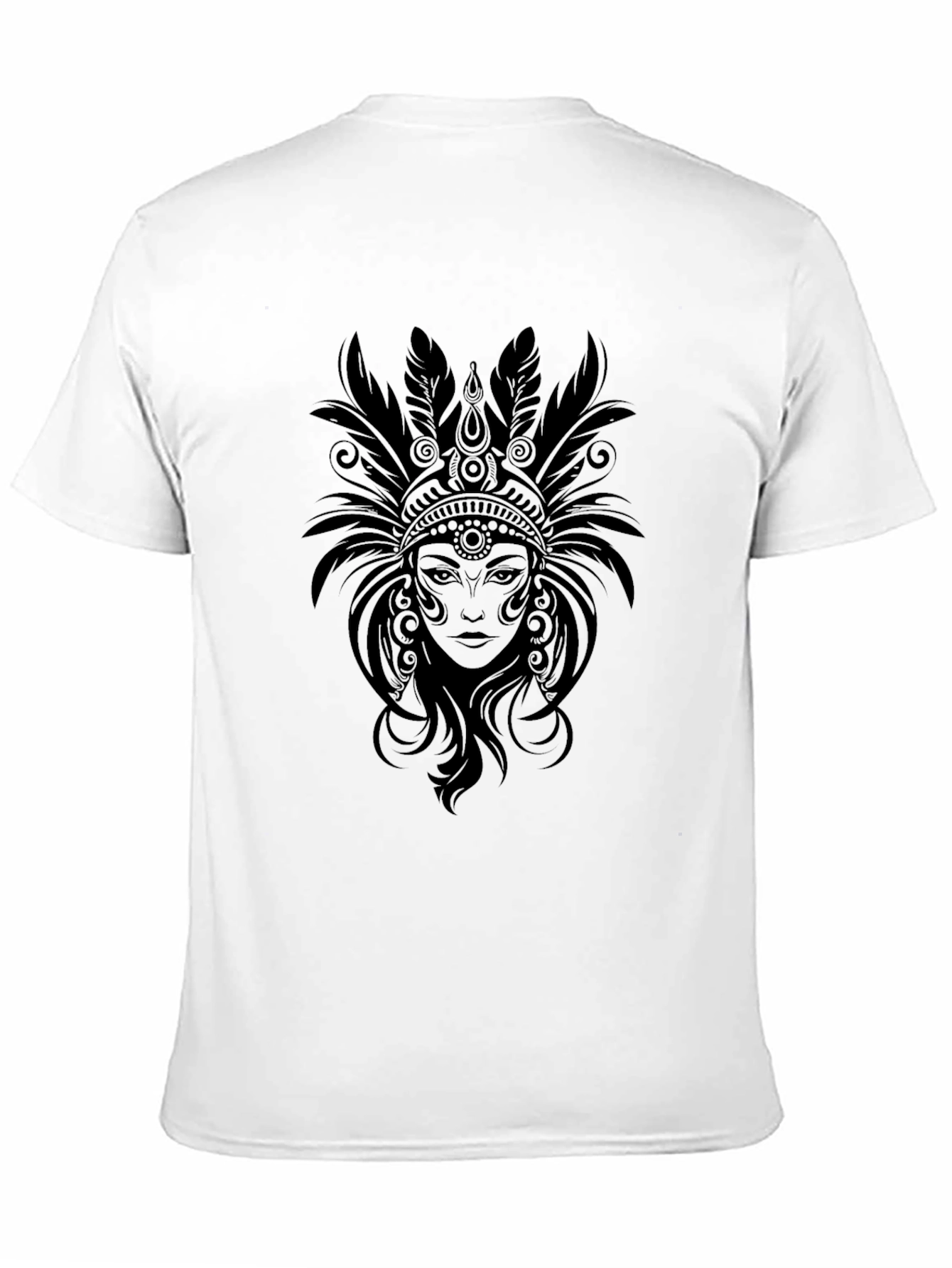 Black T-Shirt with Native American Headdress Graphic