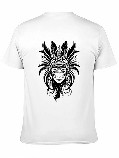 Black T-Shirt with Native American Headdress Graphic