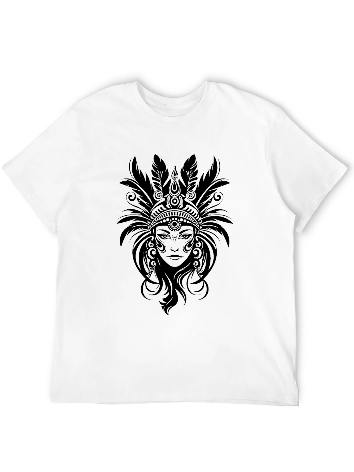 Black T-Shirt with Native American Headdress Graphic