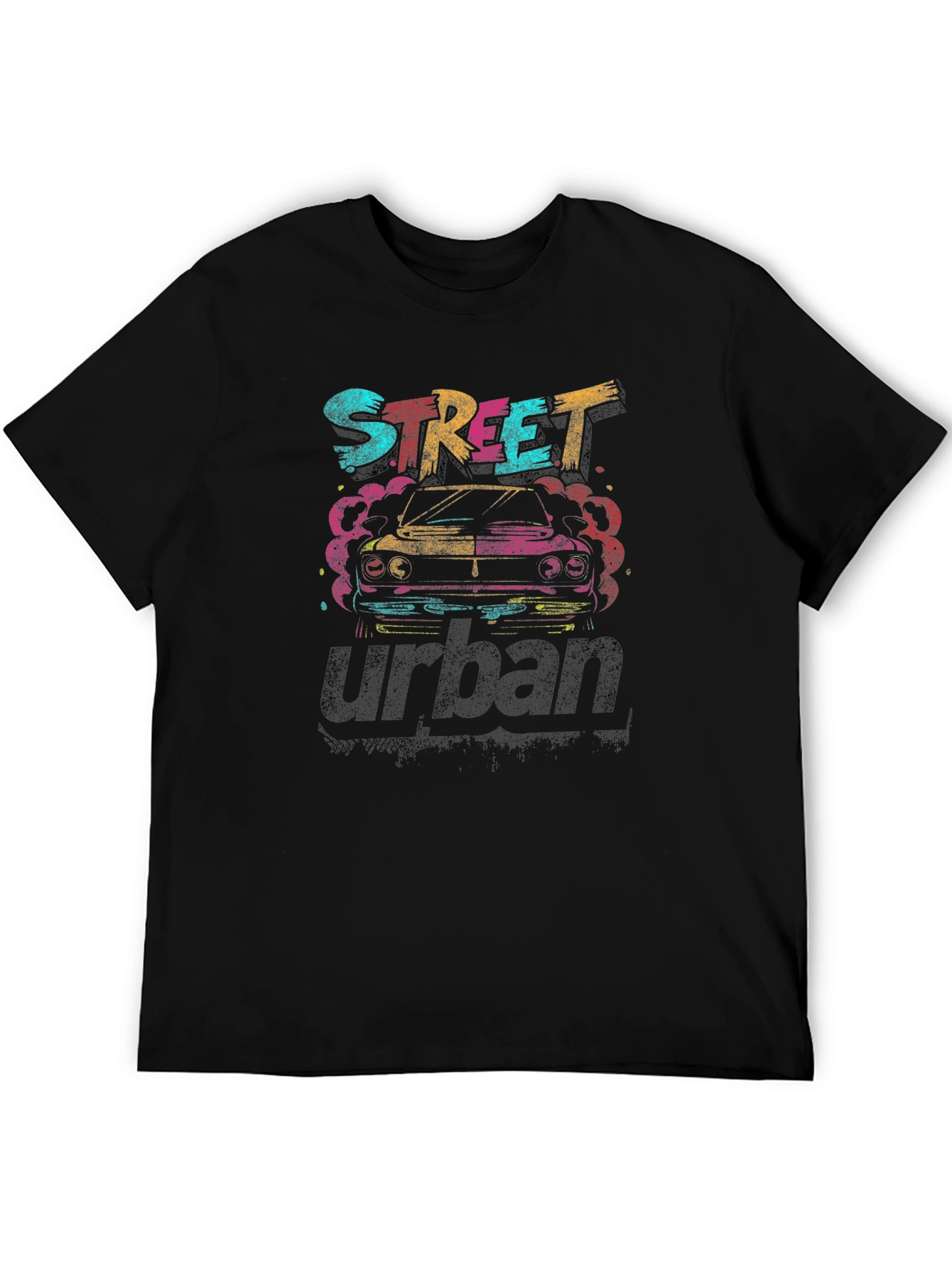Street Urban Graphic Tee - Black Cotton Car Design