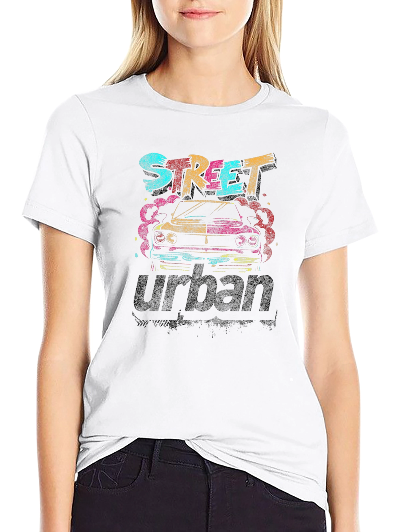 Street Urban Graphic Tee - Black Cotton Car Design
