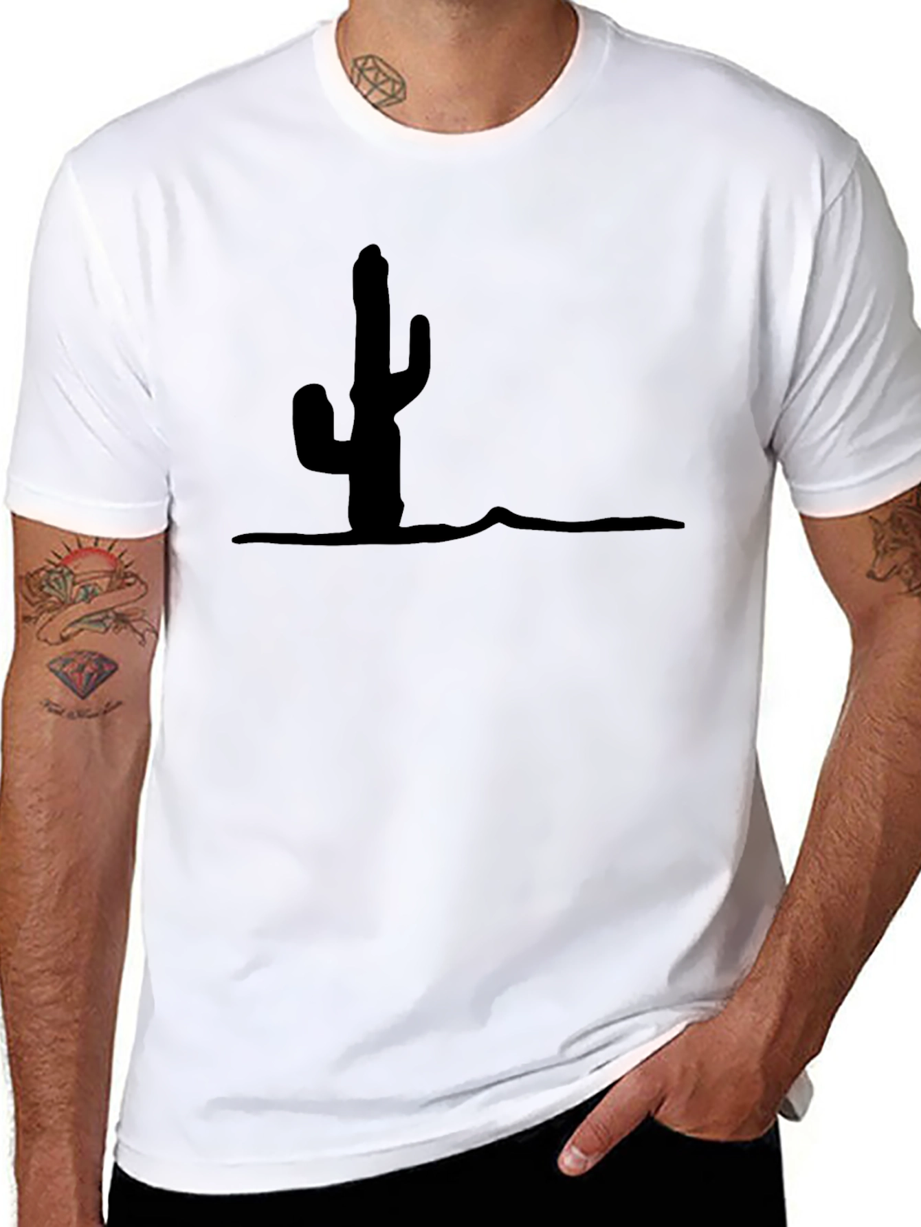 Cactus Silhouette Graphic T-Shirt - Modern Desert Style