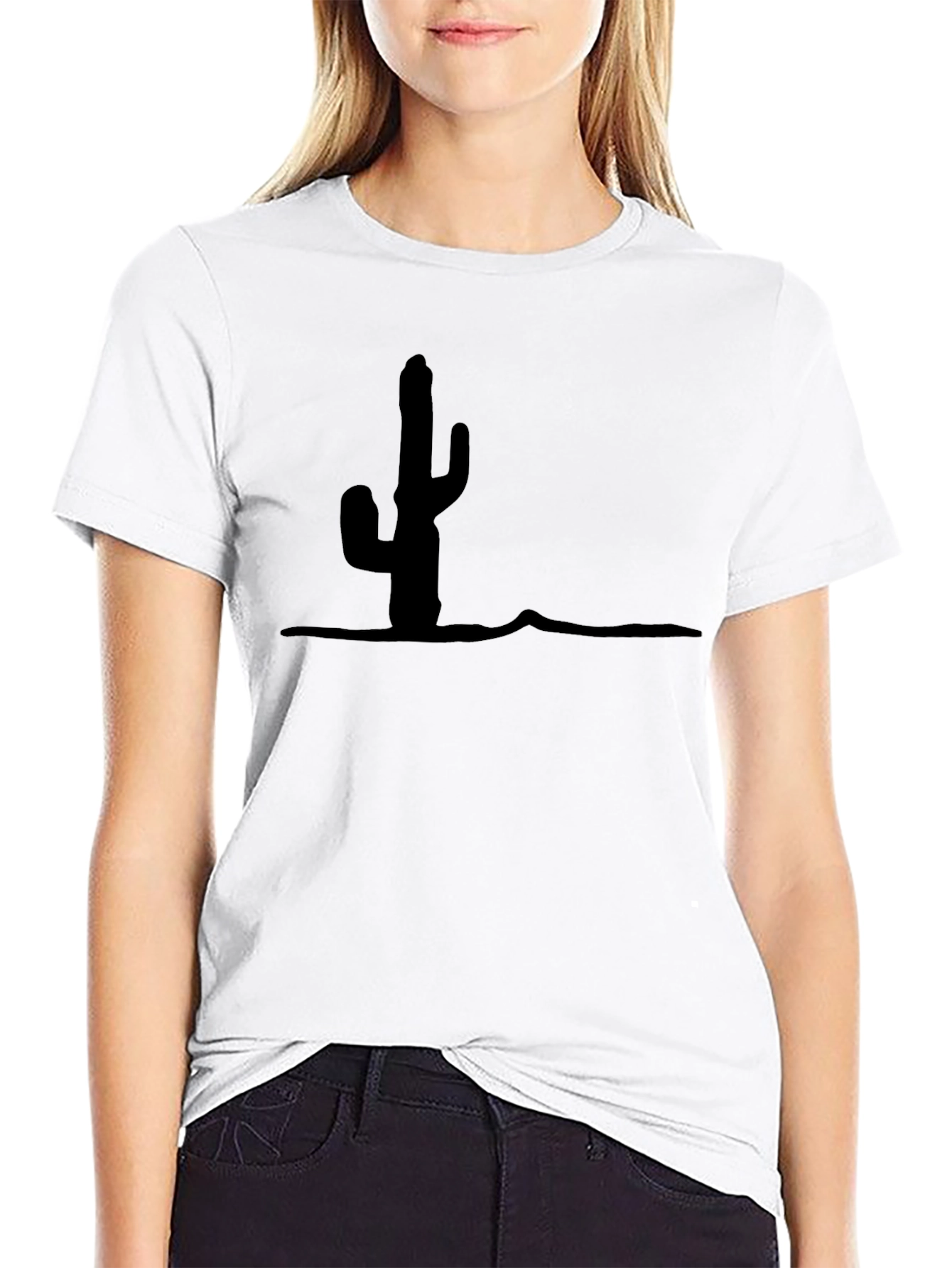 Cactus Silhouette Graphic T-Shirt - Modern Desert Style