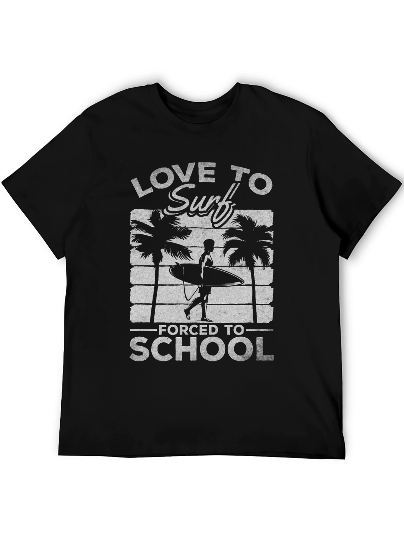 Love to Surf Forced to School Black T-Shirt