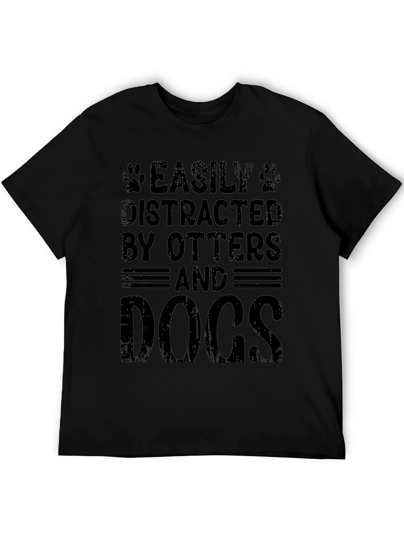 Easily Distracted By Otters and Dogs Black T-Shirt