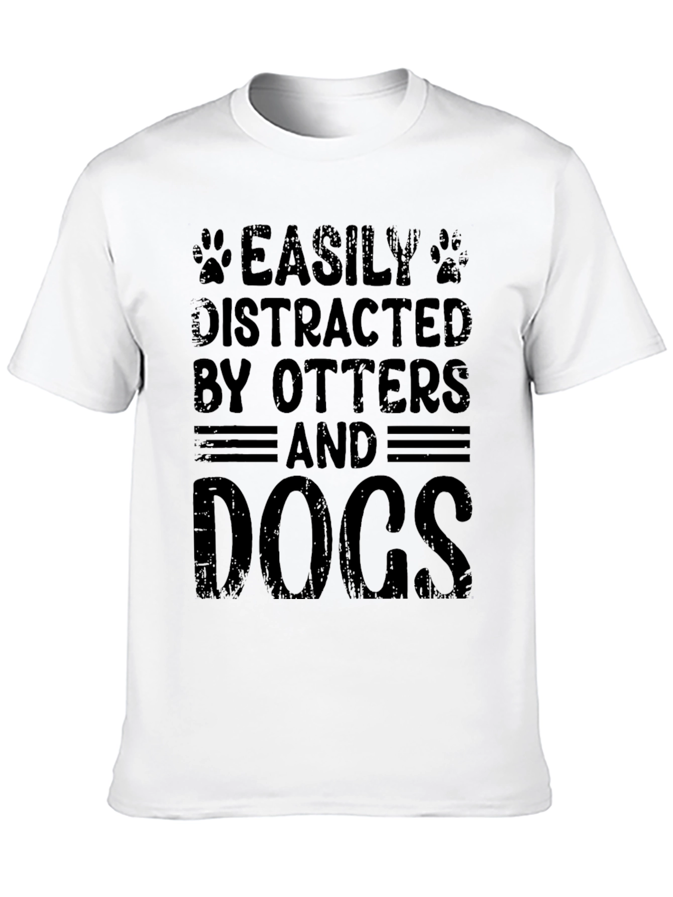 Easily Distracted By Otters and Dogs Black T-Shirt