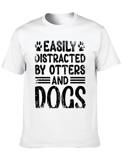 Easily Distracted By Otters and Dogs Black T-Shirt