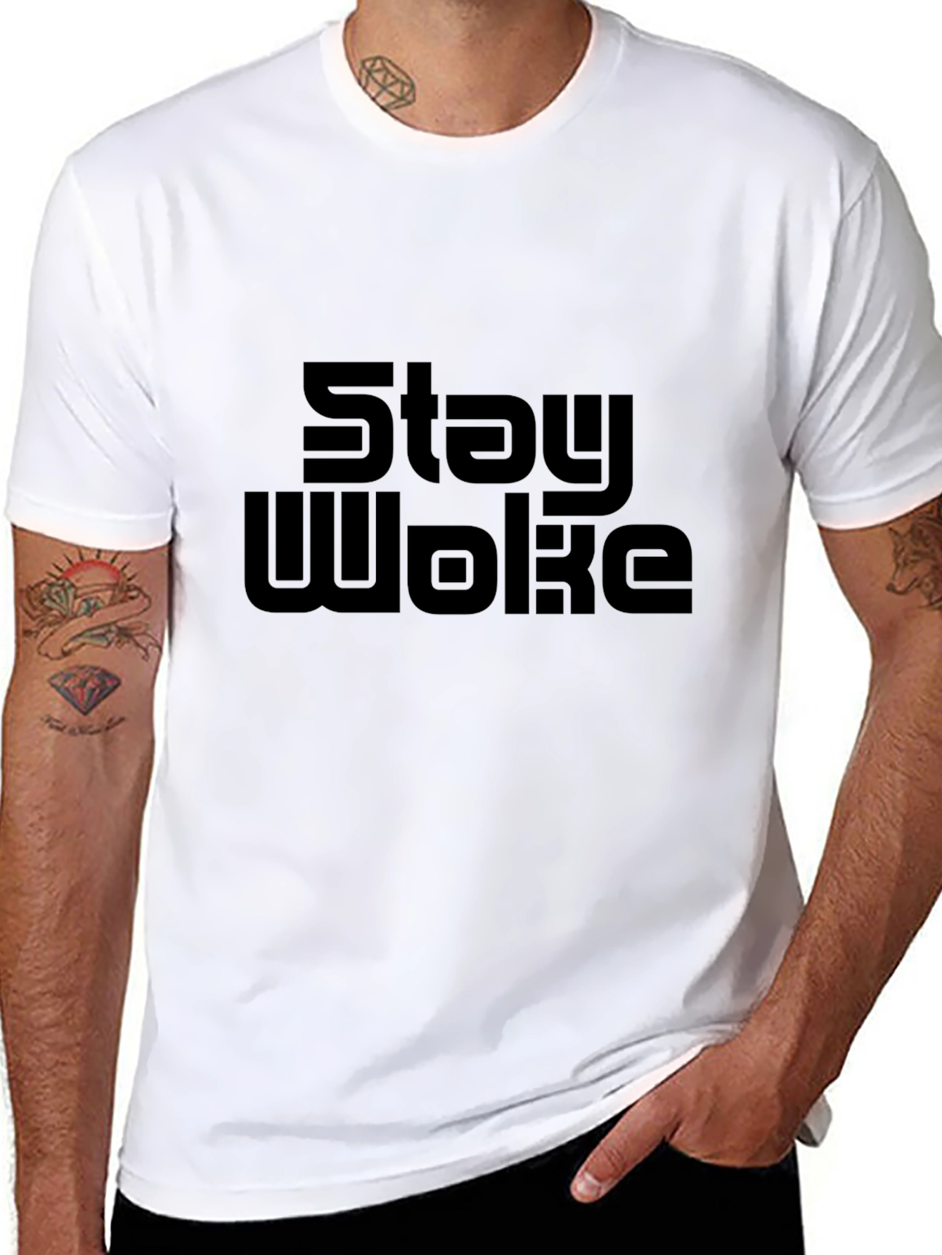 Stay Woke Graphic Tee - Black Cotton T-Shirt