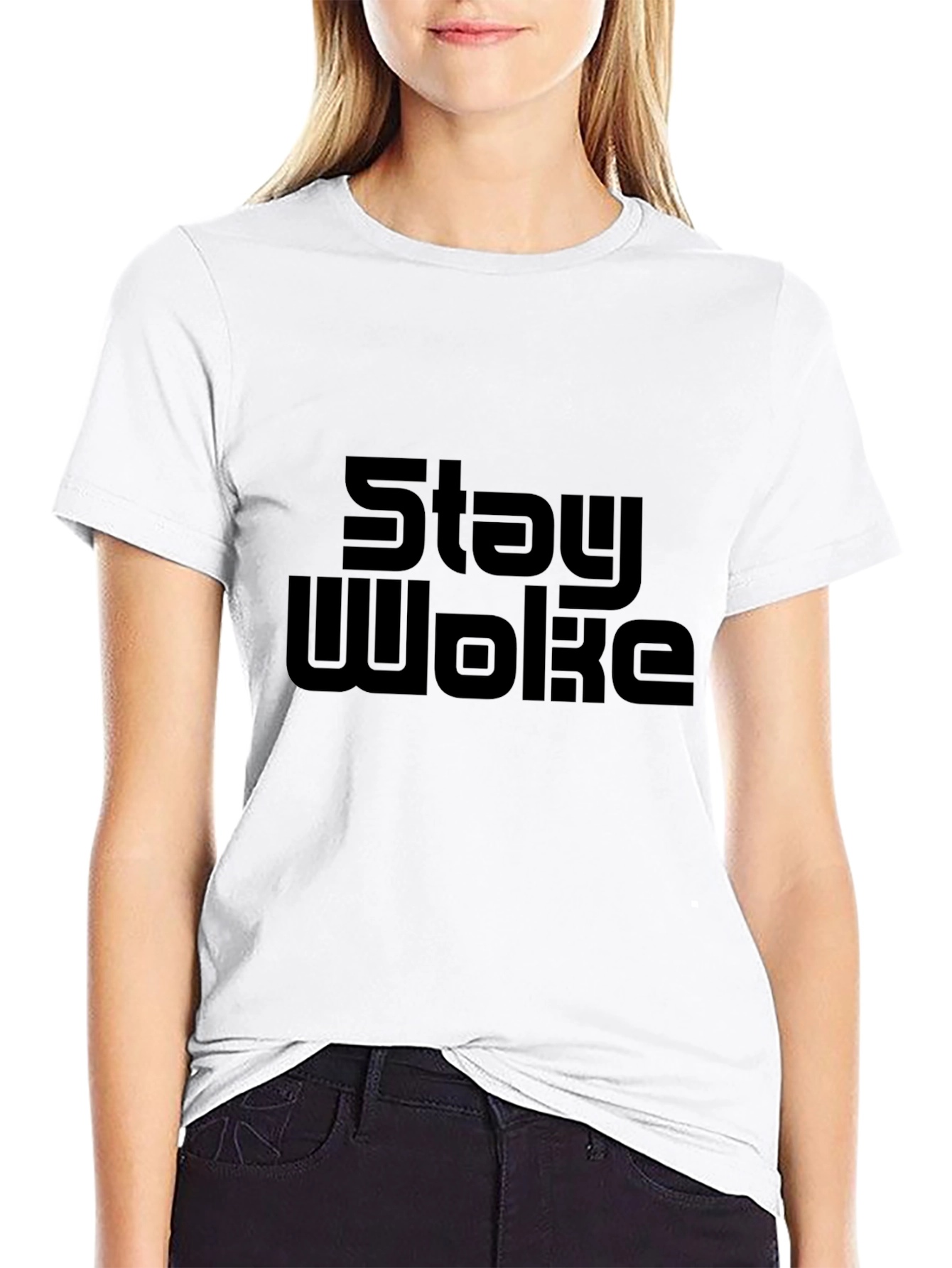 Stay Woke Graphic Tee - Black Cotton T-Shirt