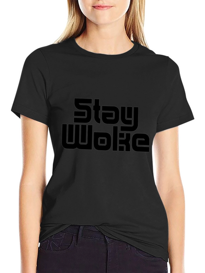 Stay Woke Graphic Tee - Black Cotton T-Shirt