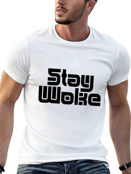 Stay Woke Graphic Tee - Black Cotton T-Shirt