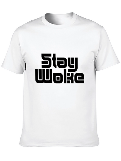 Stay Woke Graphic Tee - Black Cotton T-Shirt