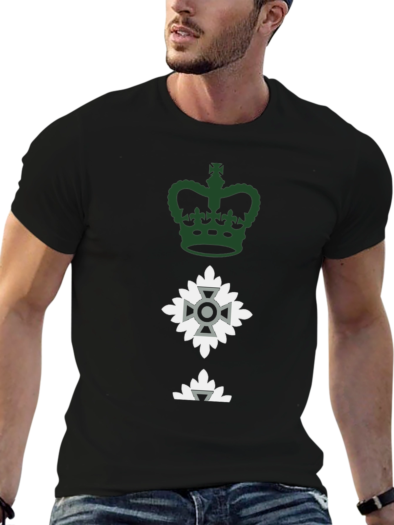 Crown & Crest Graphic Tee - Black Cotton Blend