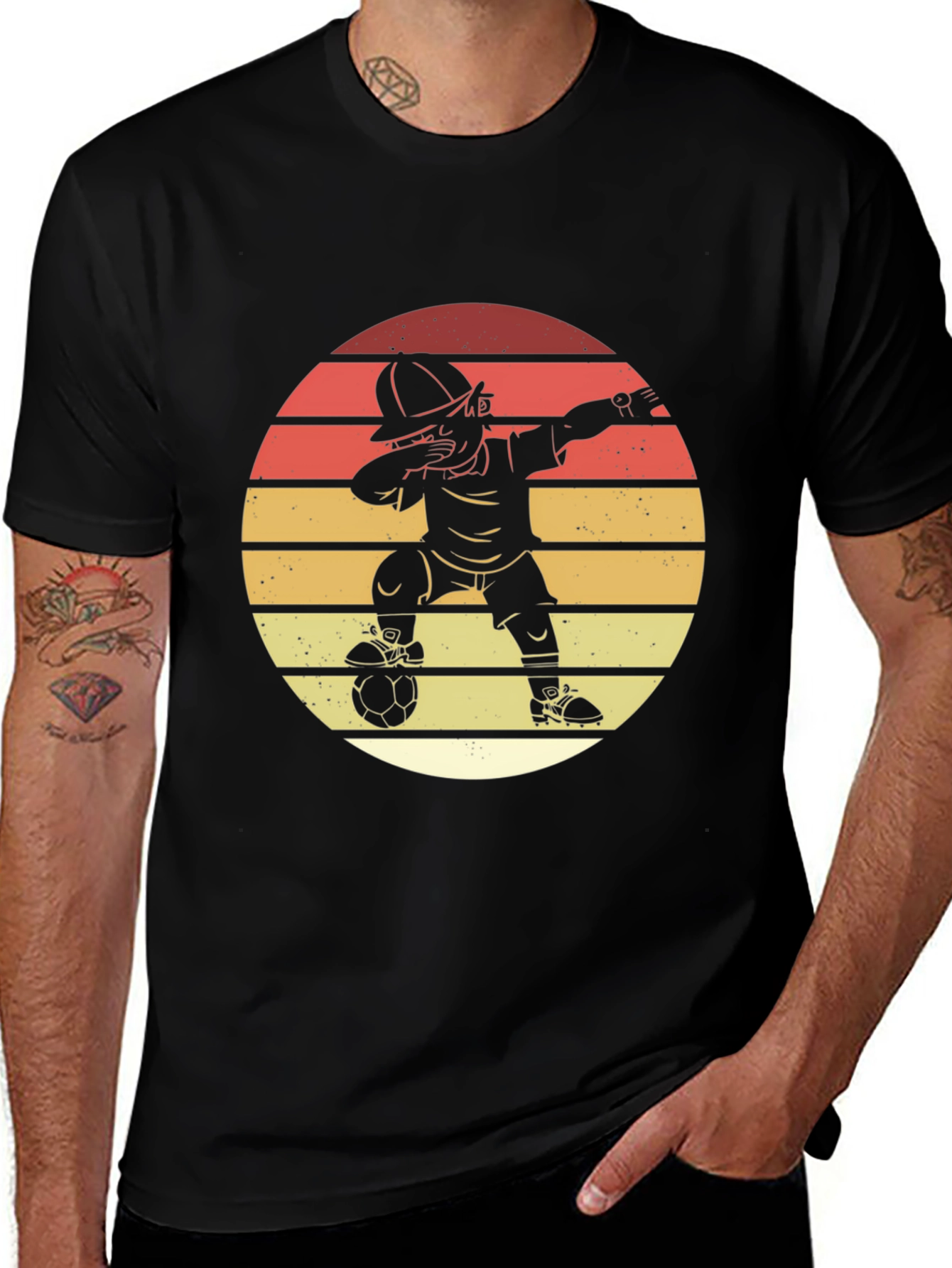 Soccer Dab T-Shirt - Retro Sunset Style