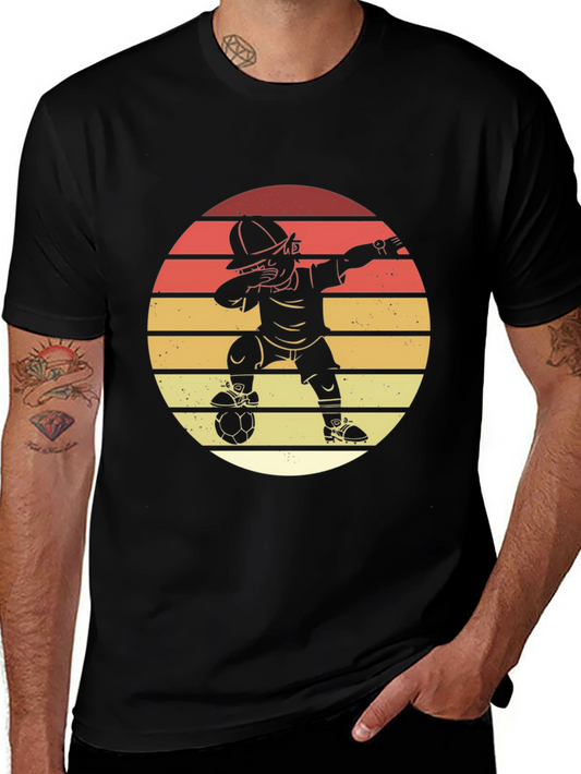 Soccer Dab T-Shirt - Retro Sunset Style