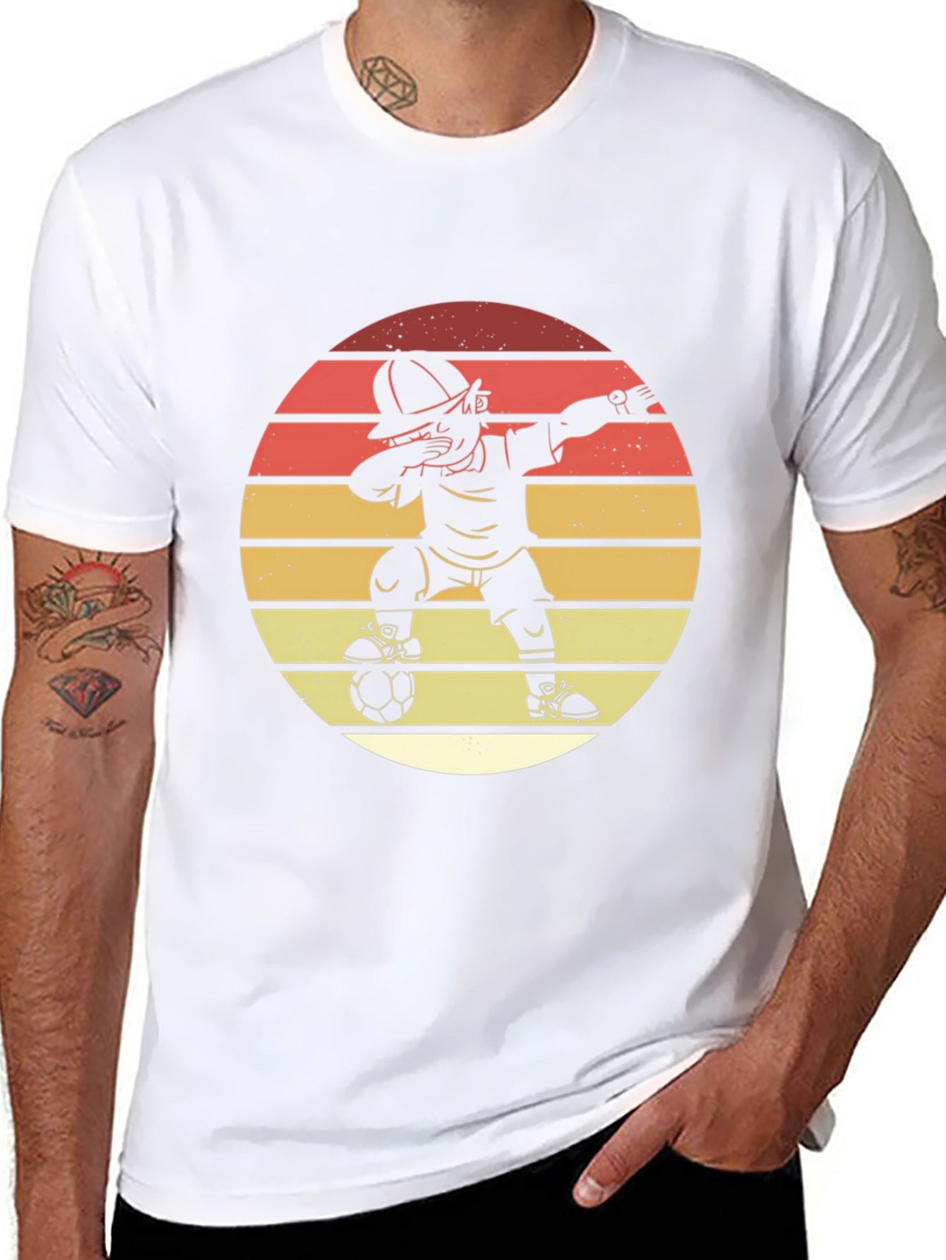 Soccer Dab T-Shirt - Retro Sunset Style