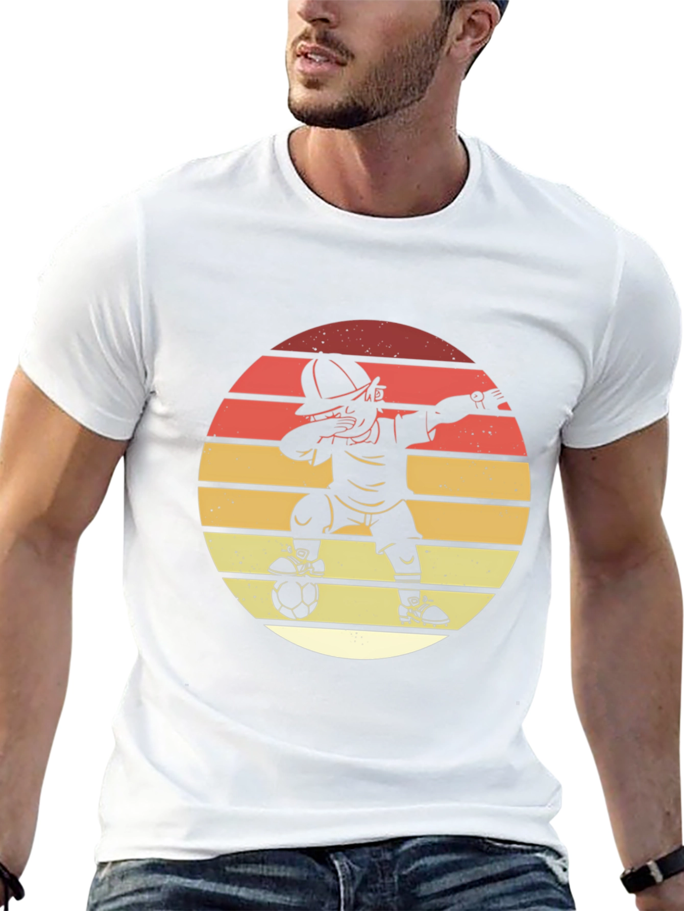 Soccer Dab T-Shirt - Retro Sunset Style