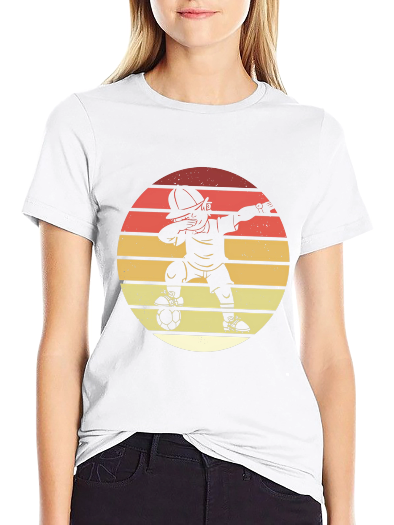Soccer Dab T-Shirt - Retro Sunset Style