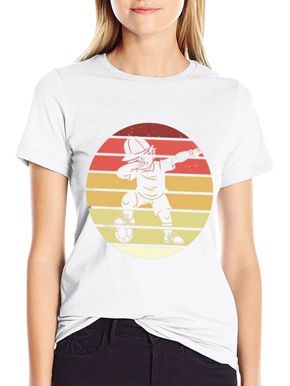 Soccer Dab T-Shirt - Retro Sunset Style