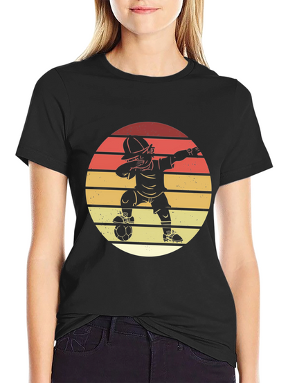Soccer Dab T-Shirt - Retro Sunset Style