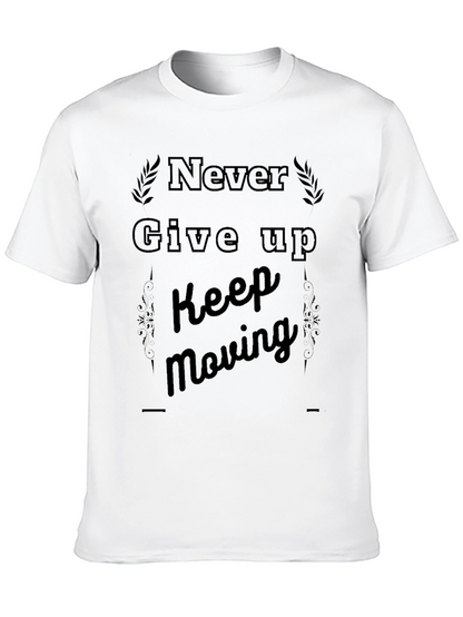 Motivational Black T-Shirt - Never Give Up
