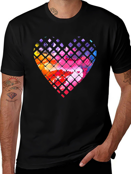 Vibrant Watercolor Heart Graphic Tee - Modern Art Style