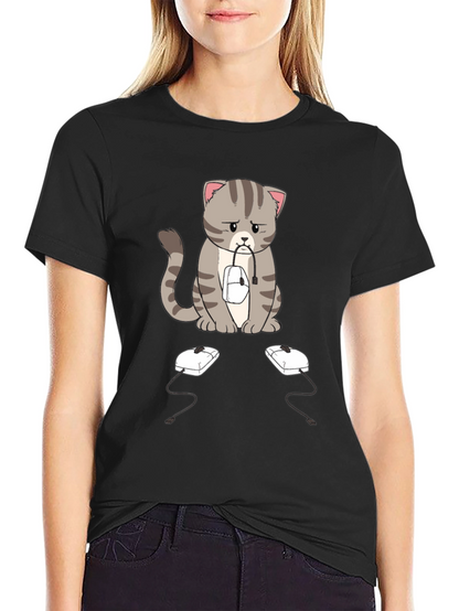 Sad Cat Computer Mouse T-Shirt