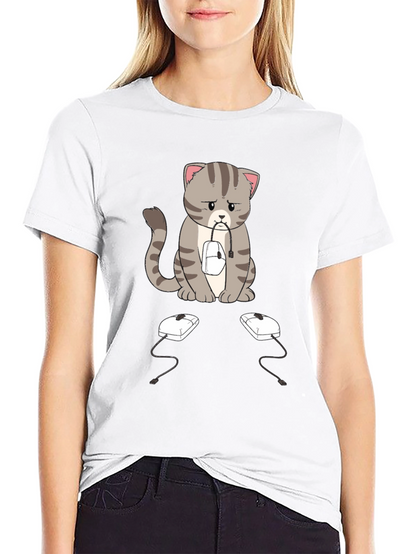 Sad Cat Computer Mouse T-Shirt