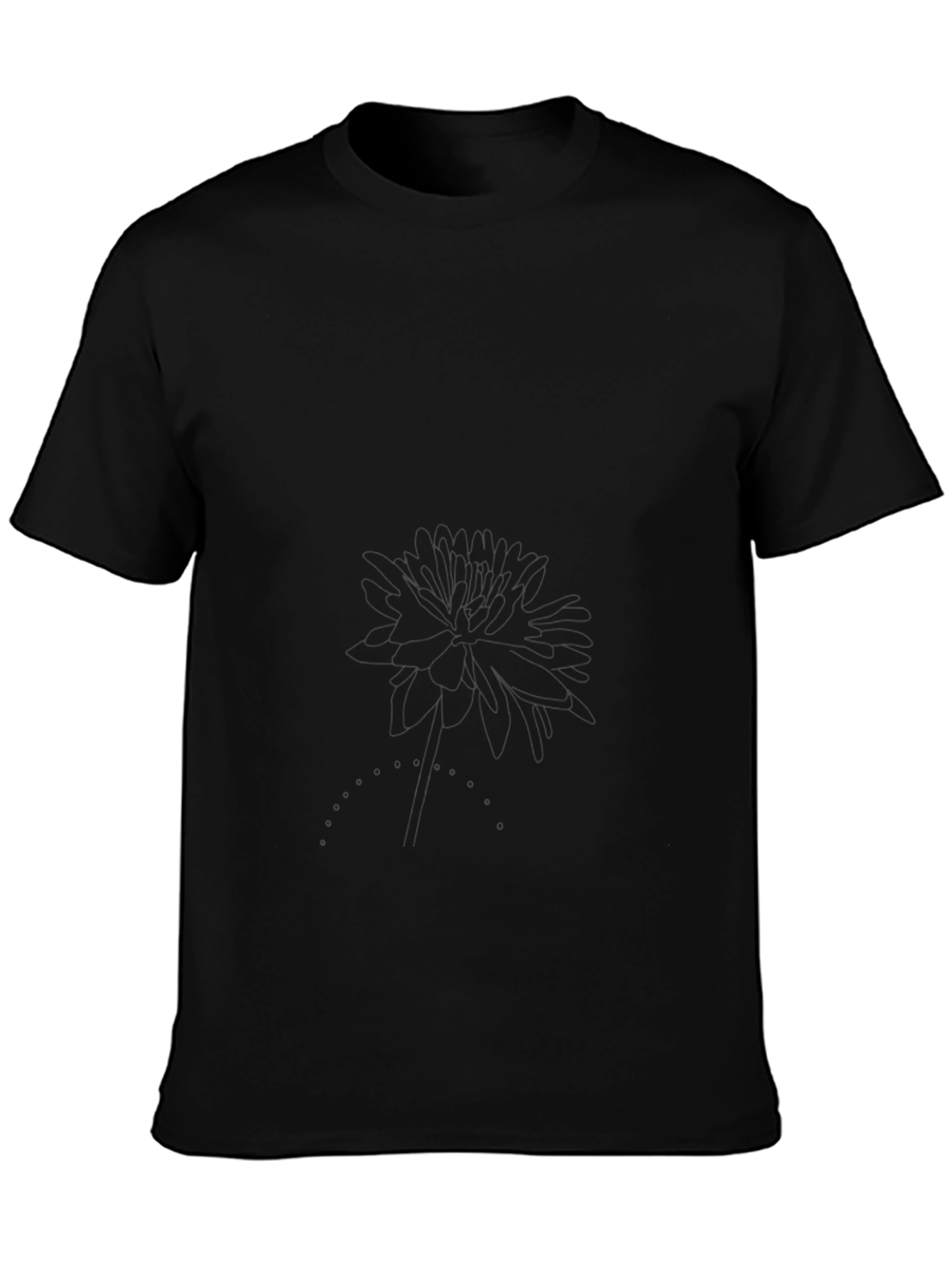 Classic Black Tee with Subtle Floral Graphic