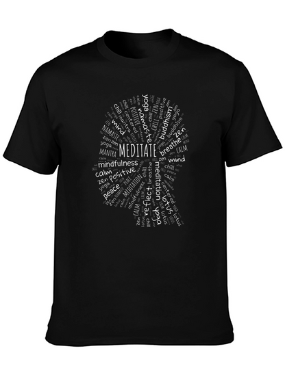 Meditate Word Art T-Shirt - Zen Yoga Tee