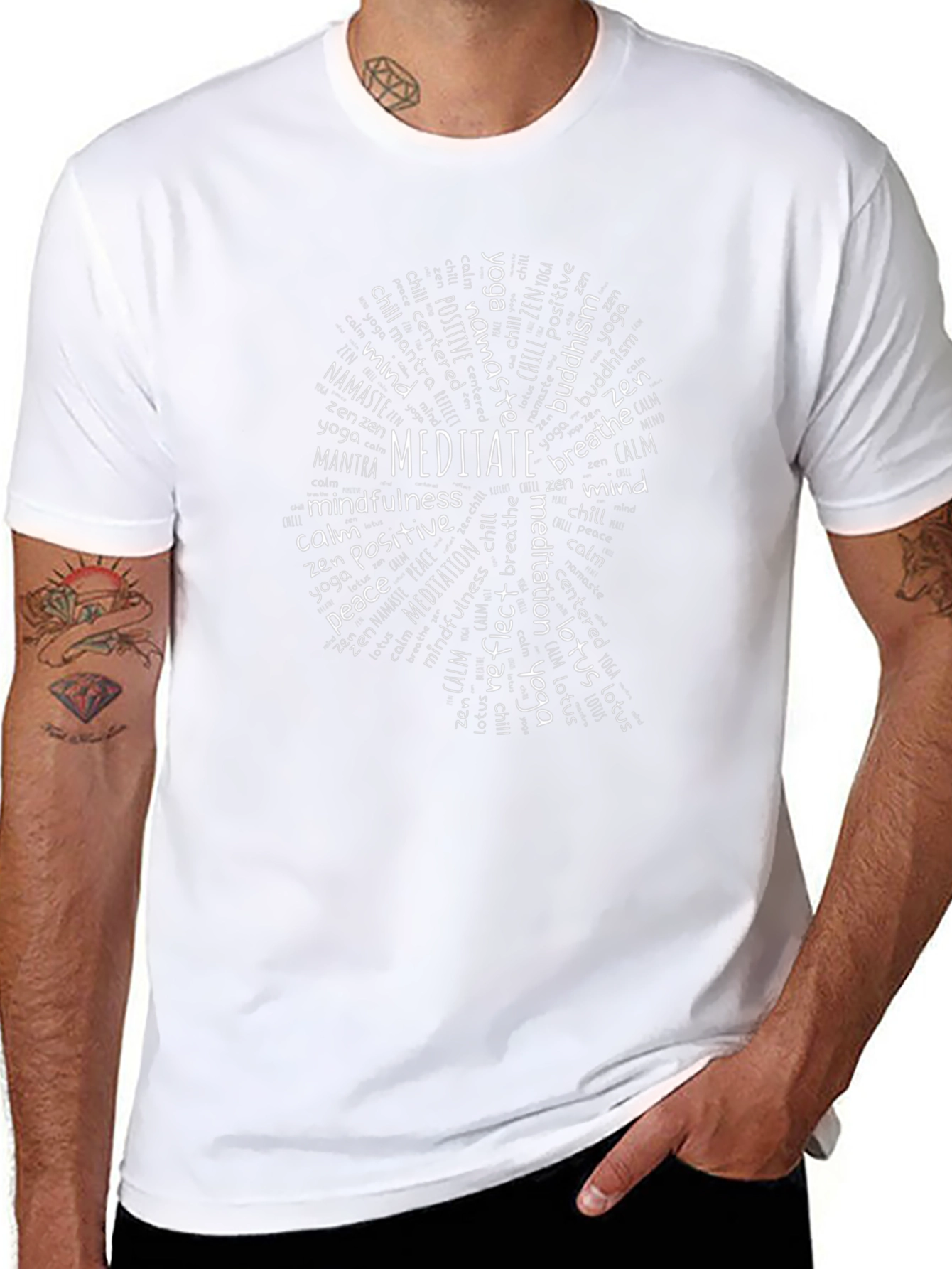 Meditate Word Art T-Shirt - Zen Yoga Tee