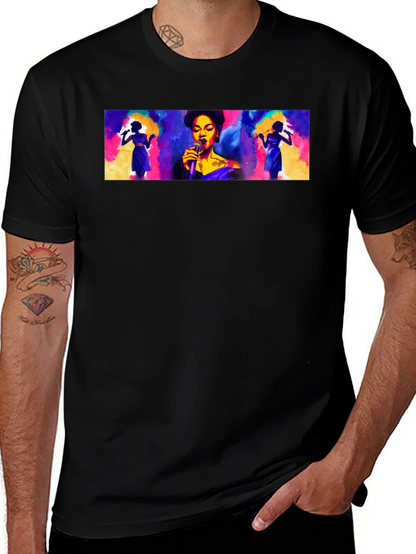 Vibrant Singer Graphic Black T-Shirt