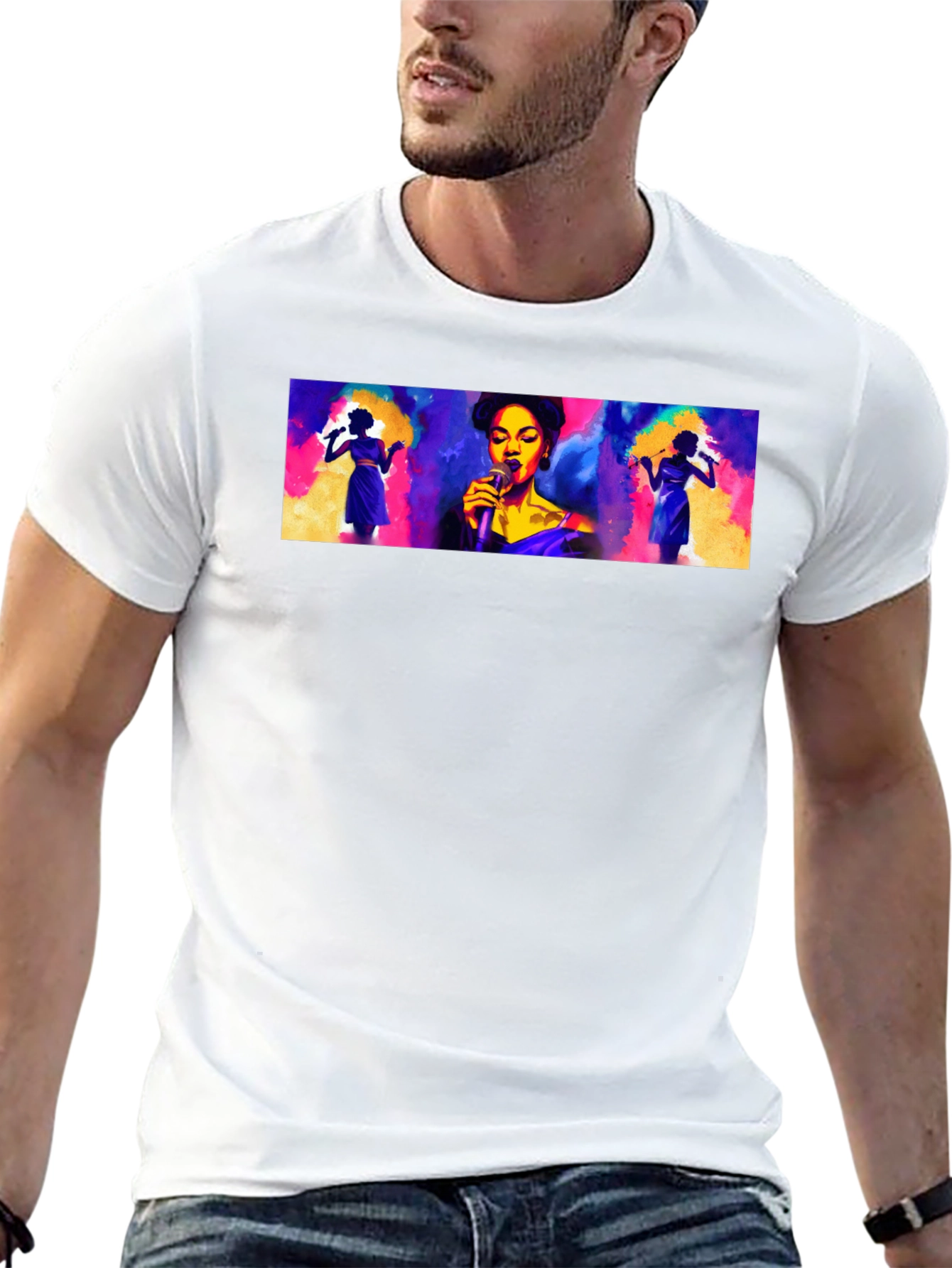 Vibrant Singer Graphic Black T-Shirt