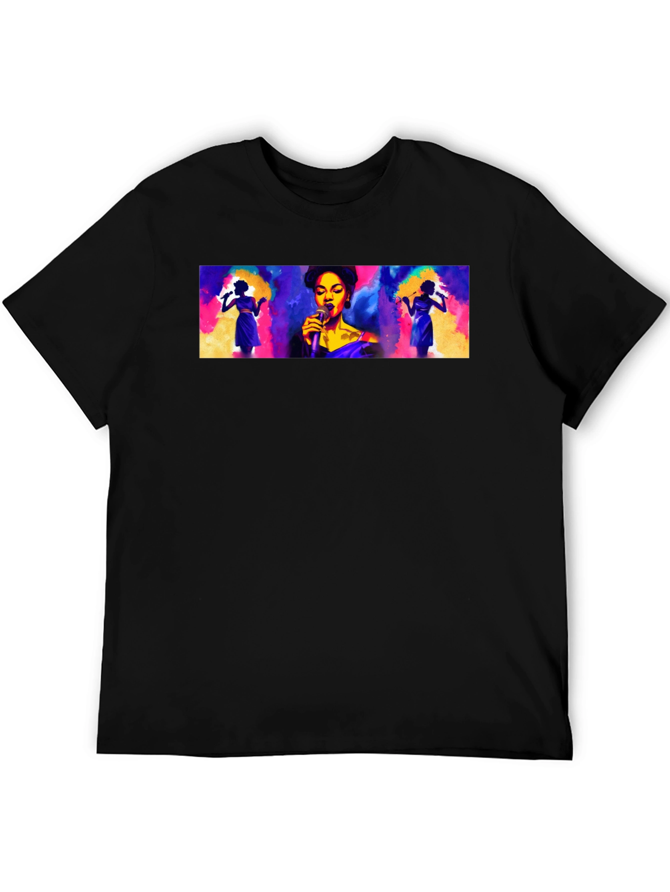 Vibrant Singer Graphic Black T-Shirt
