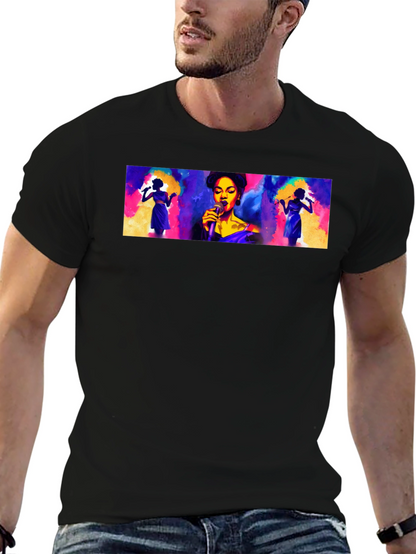 Vibrant Singer Graphic Black T-Shirt