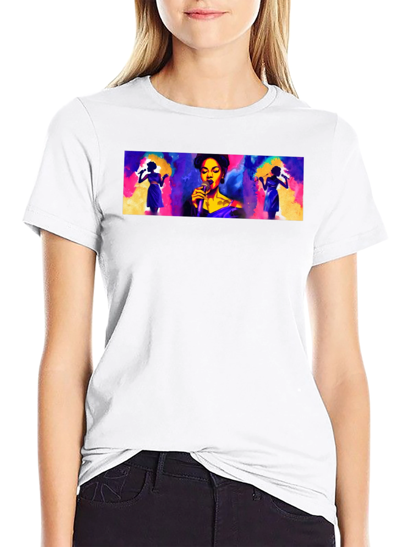Vibrant Singer Graphic Black T-Shirt