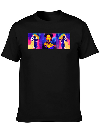 Vibrant Singer Graphic Black T-Shirt