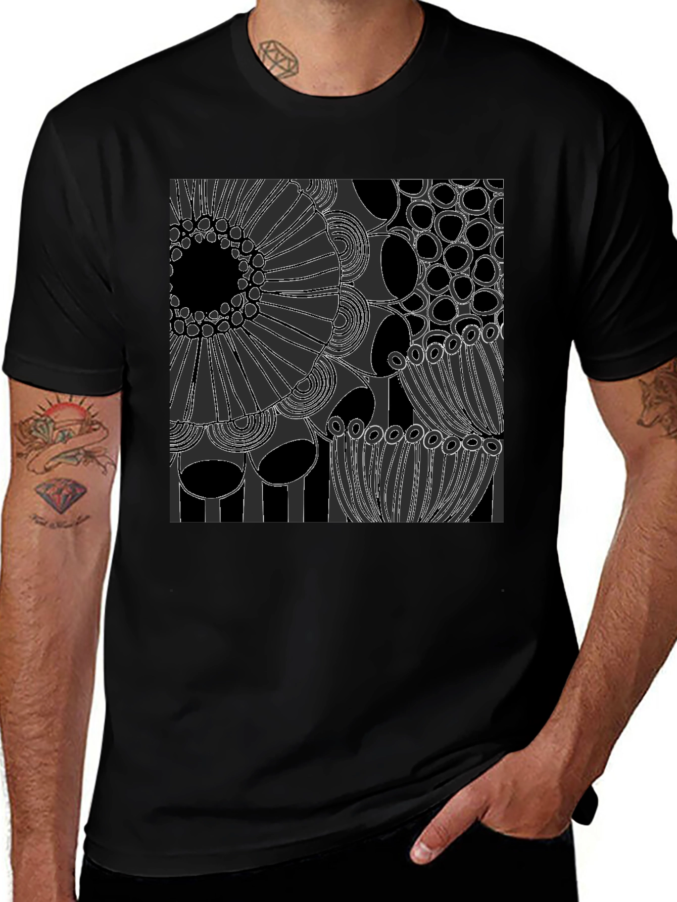 Abstract Art Graphic Tee - Modern Black T-Shirt
