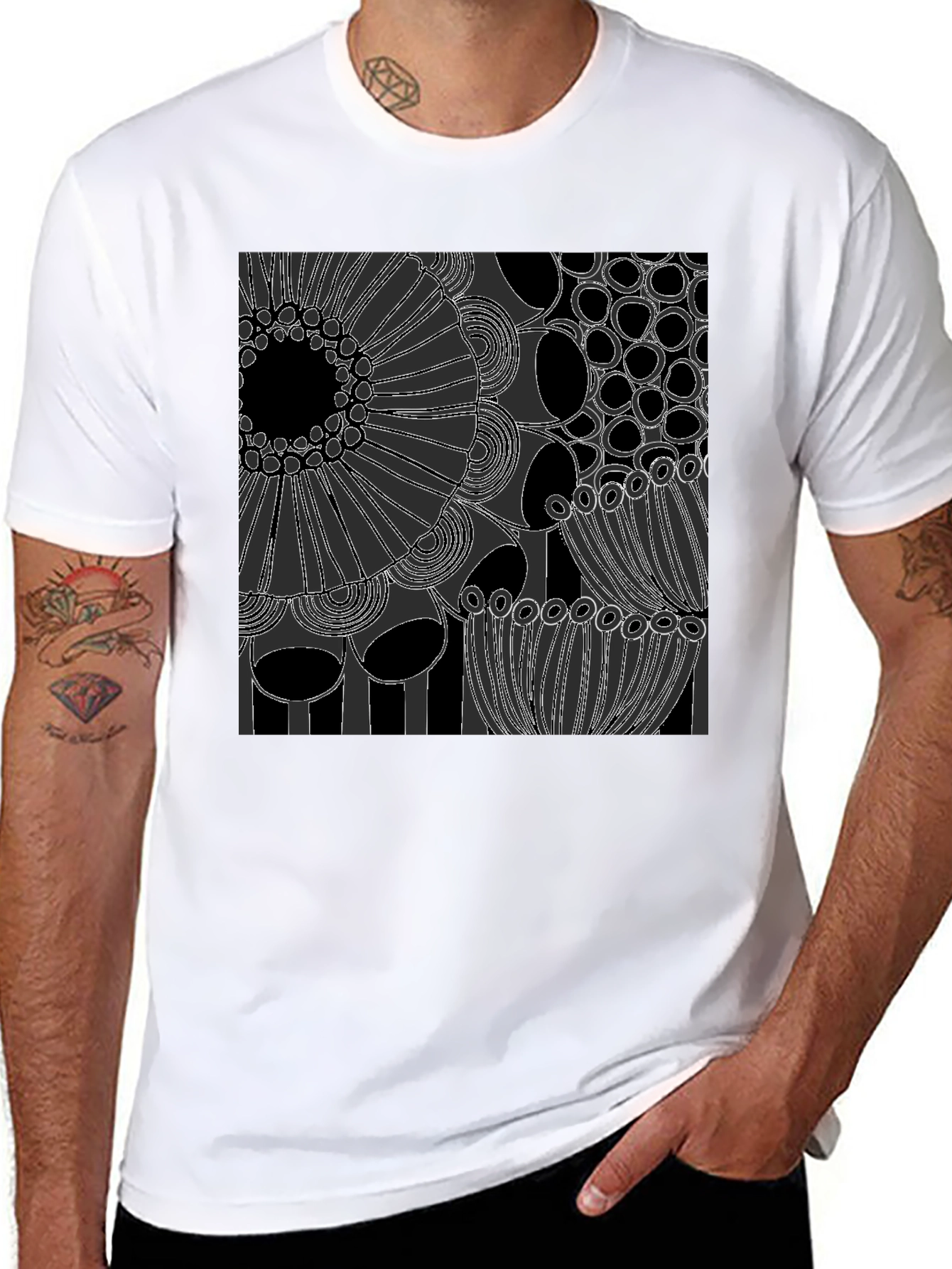 Abstract Art Graphic Tee - Modern Black T-Shirt