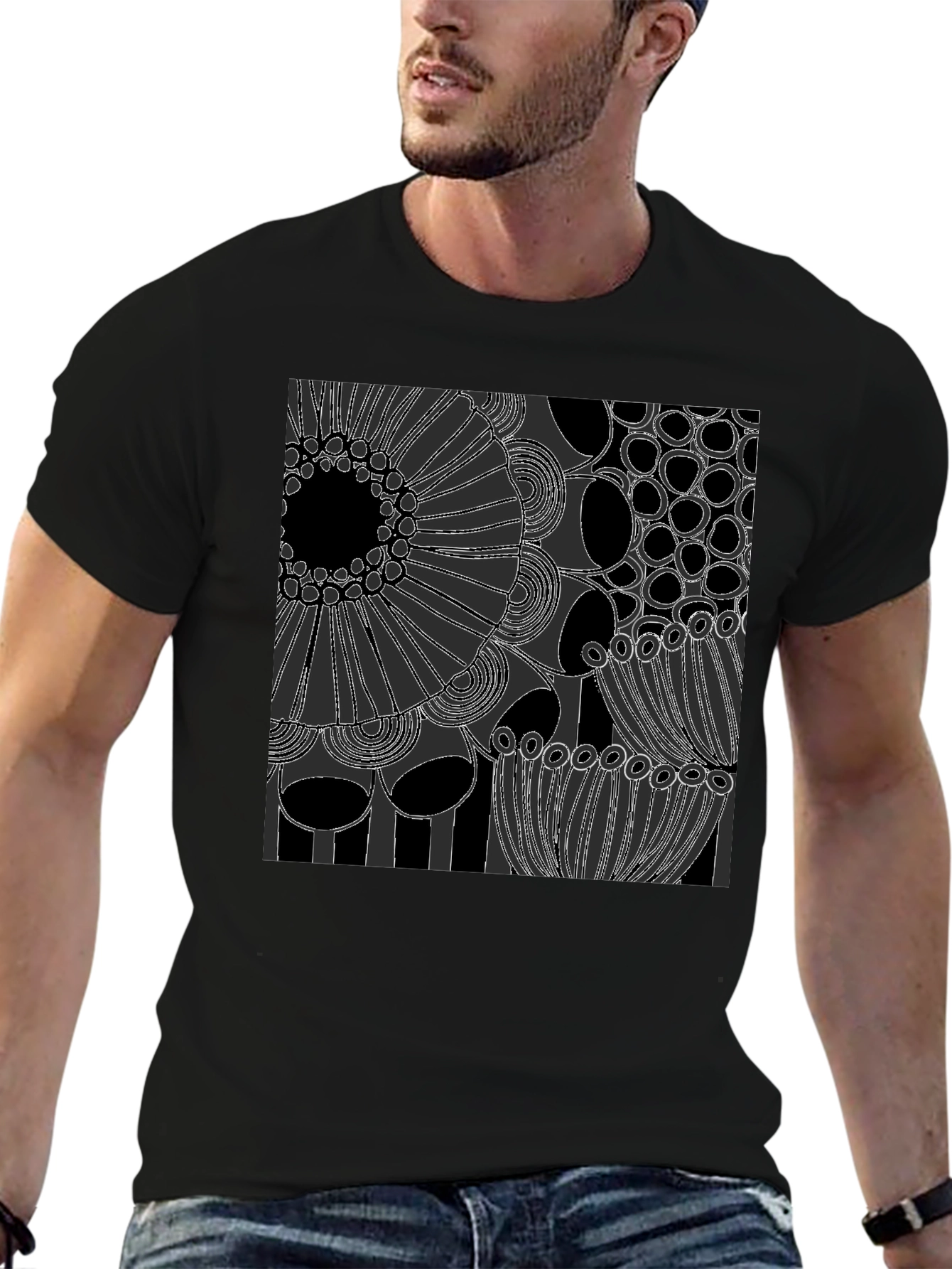 Abstract Art Graphic Tee - Modern Black T-Shirt