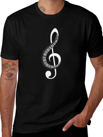 Musical Note Graphic Tee - Black Cotton Comfort