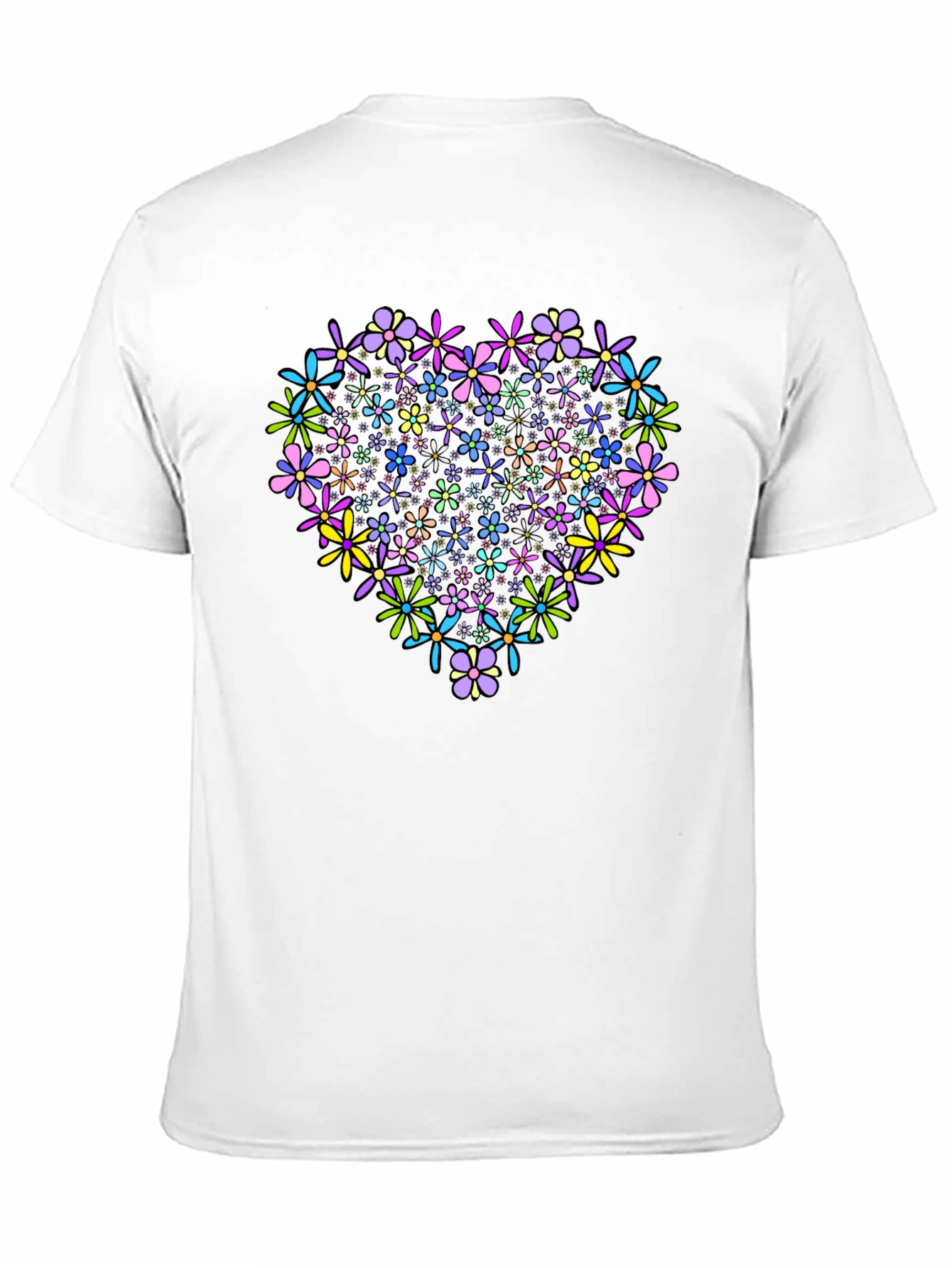 Floral Heart Graphic T-Shirt - Black Cotton Tee