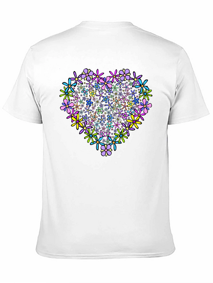 Floral Heart Graphic T-Shirt - Black Cotton Tee