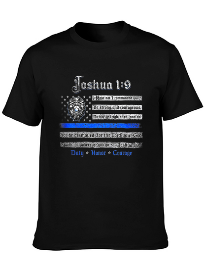 Joshua 1:9 Thin Blue Line Police T-Shirt