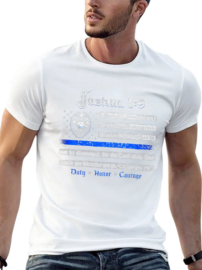 Joshua 1:9 Thin Blue Line Police T-Shirt