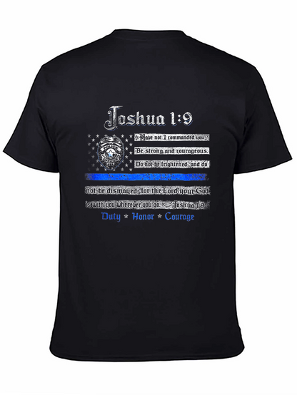 Joshua 1:9 Thin Blue Line Police T-Shirt