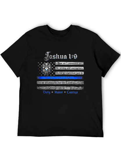 Joshua 1:9 Thin Blue Line Police T-Shirt