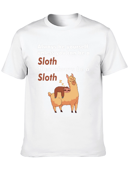 Funny Sloth Llama T-Shirt Always Be Yourself Graphic Tee