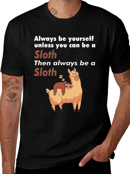 Funny Sloth Llama T-Shirt Always Be Yourself Graphic Tee